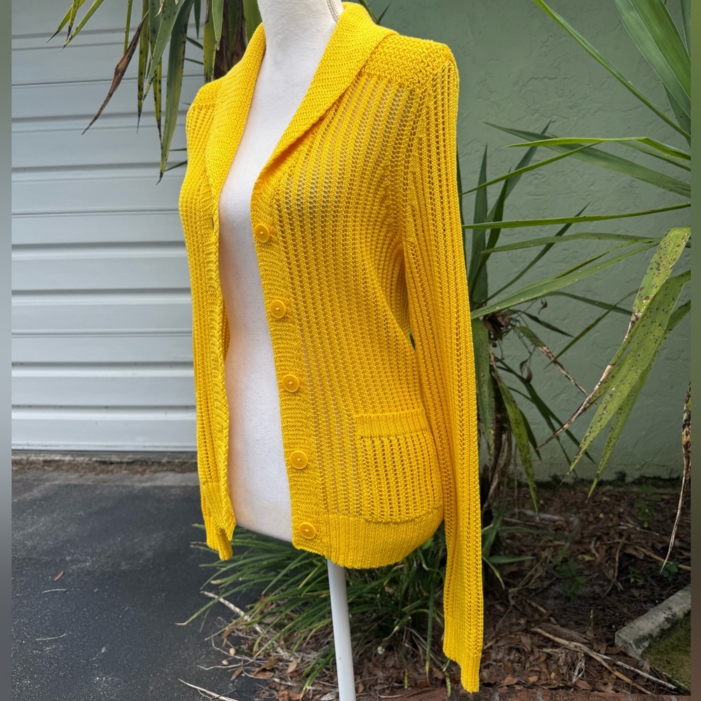 Ralph Lauren Yellow V Neck Cardigan Sweater